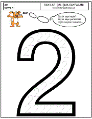 okul öncesi 2 sayısı çizgi çalışması